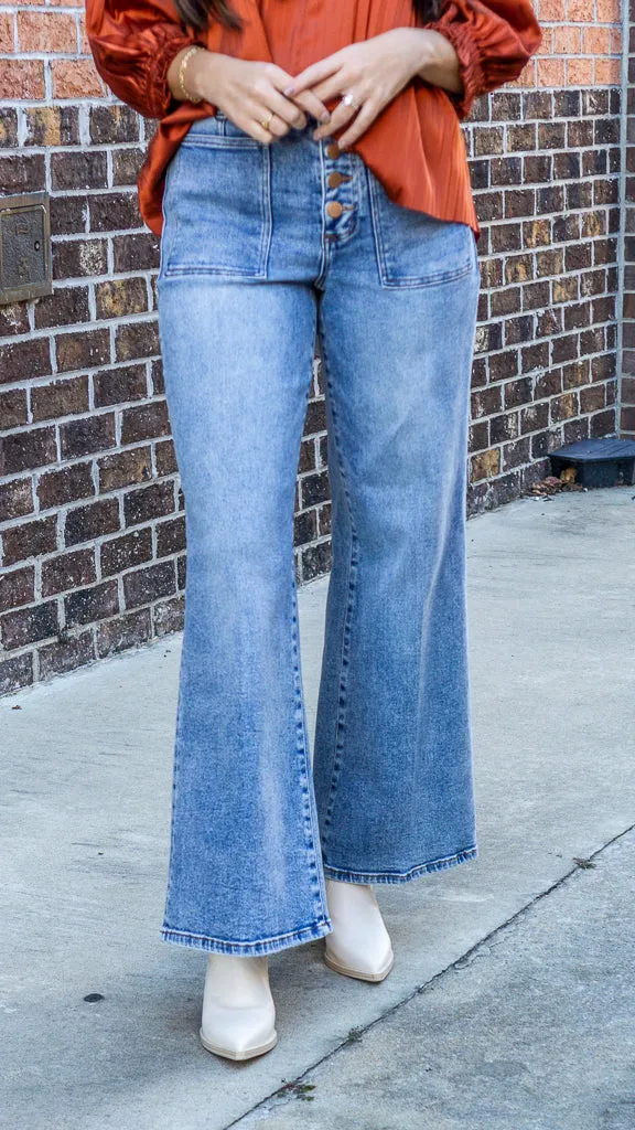 Dear John Fiona High Rise Clean Hem Wide Leg Jeans Ardmore
