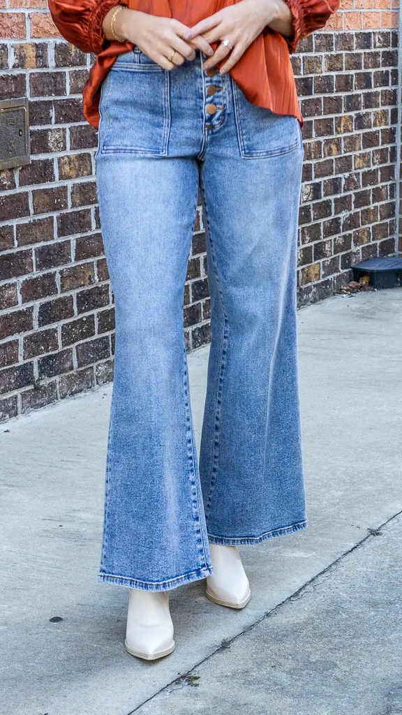 Dear John Fiona High Rise Clean Hem Wide Leg Jeans Ardmore