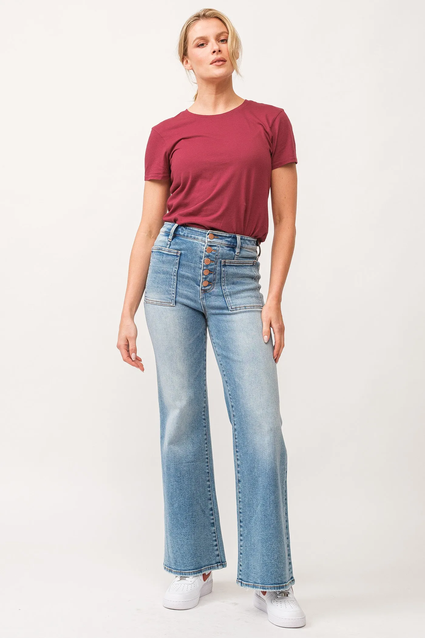 Dear John Fiona High Rise Clean Hem Wide Leg Jeans Ardmore