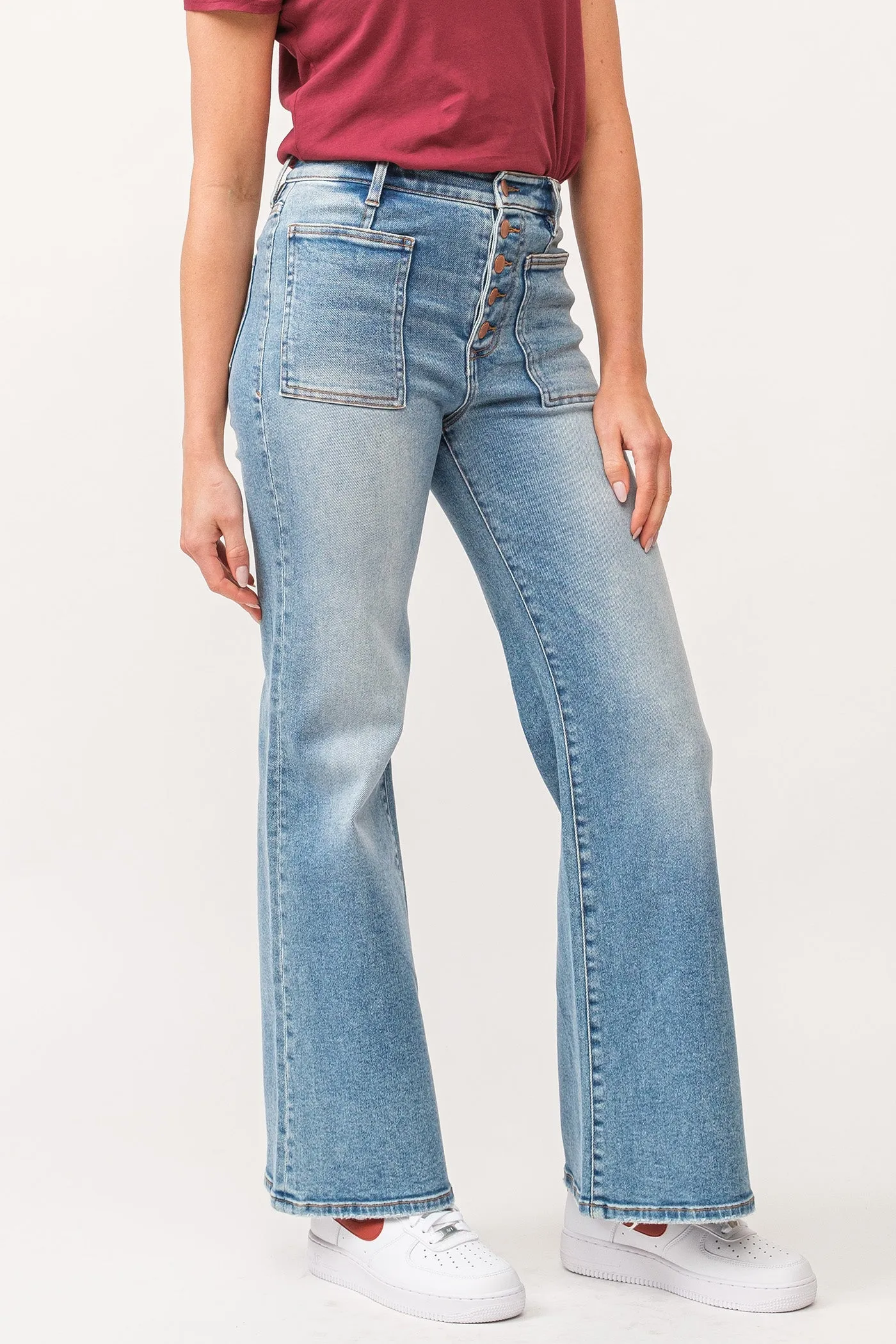 Dear John Fiona High Rise Clean Hem Wide Leg Jeans Ardmore