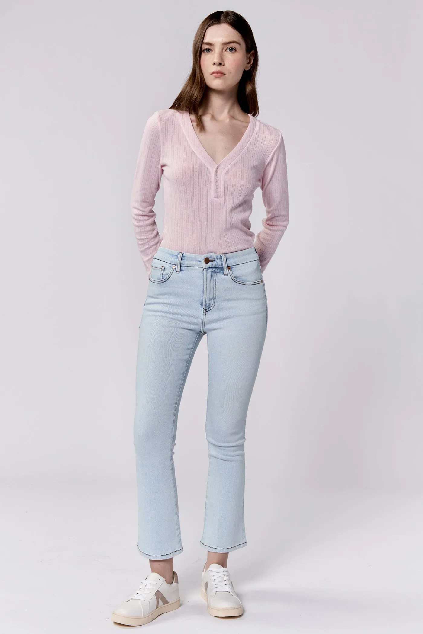Dear John Jeanne Mid Rise Cropped Flare Jeans Positano