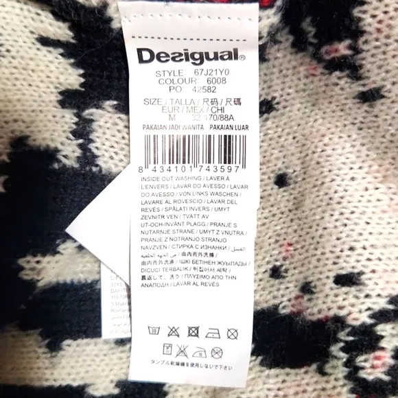 Desigual Carcassone Cardigan Floral Open Front Kimono Sweater Medium Like New!