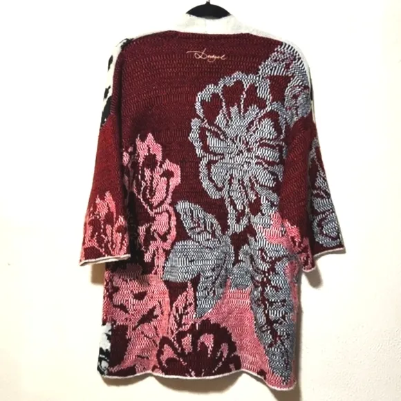 Desigual Carcassone Cardigan Floral Open Front Kimono Sweater Medium Like New!