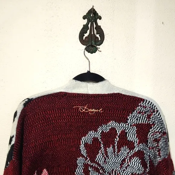 Desigual Carcassone Cardigan Floral Open Front Kimono Sweater Medium Like New!