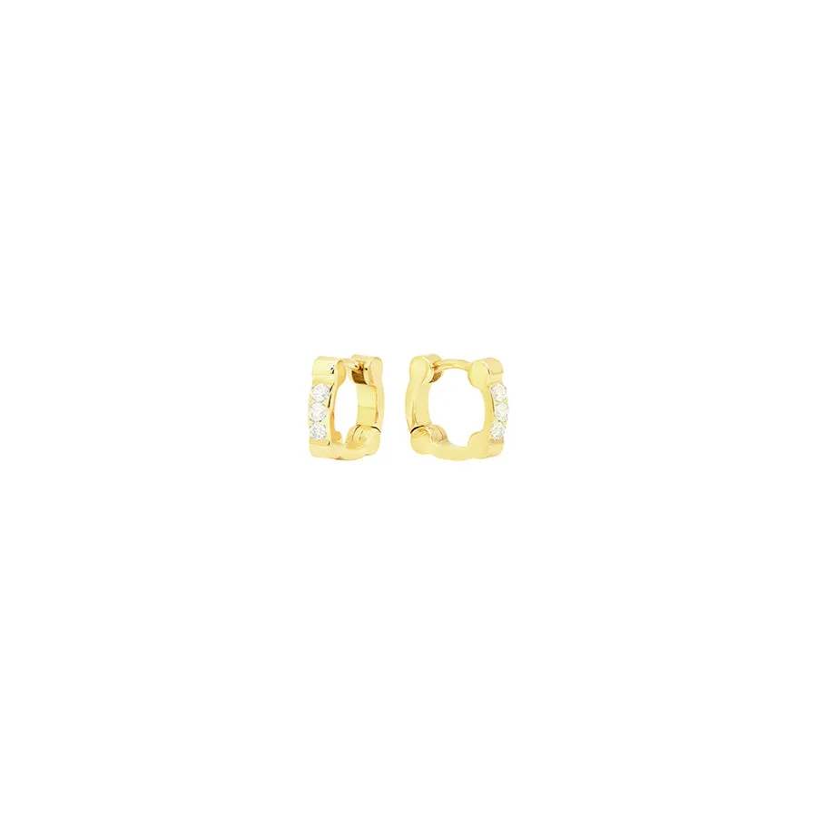 Diamond Cage Huggies | Yellow Gold