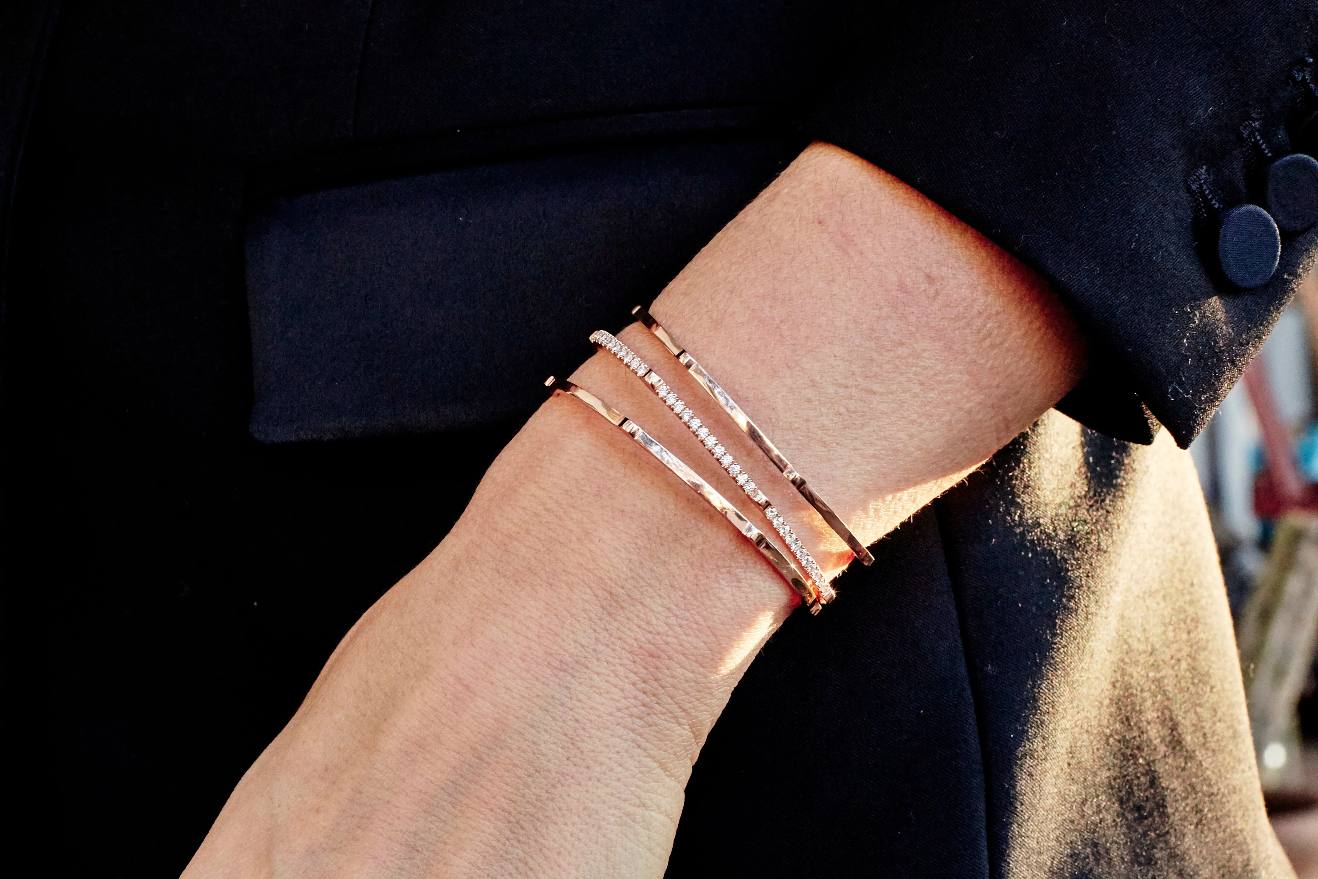 Diamond Open Gear Bangle | White Gold