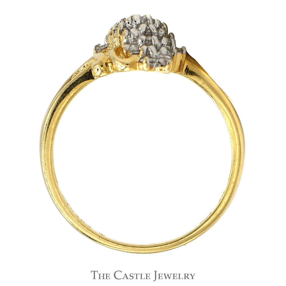Diamond Waterfall Ring With Open Bypass Sides .25 CTTW In 14KT Yellow Gold