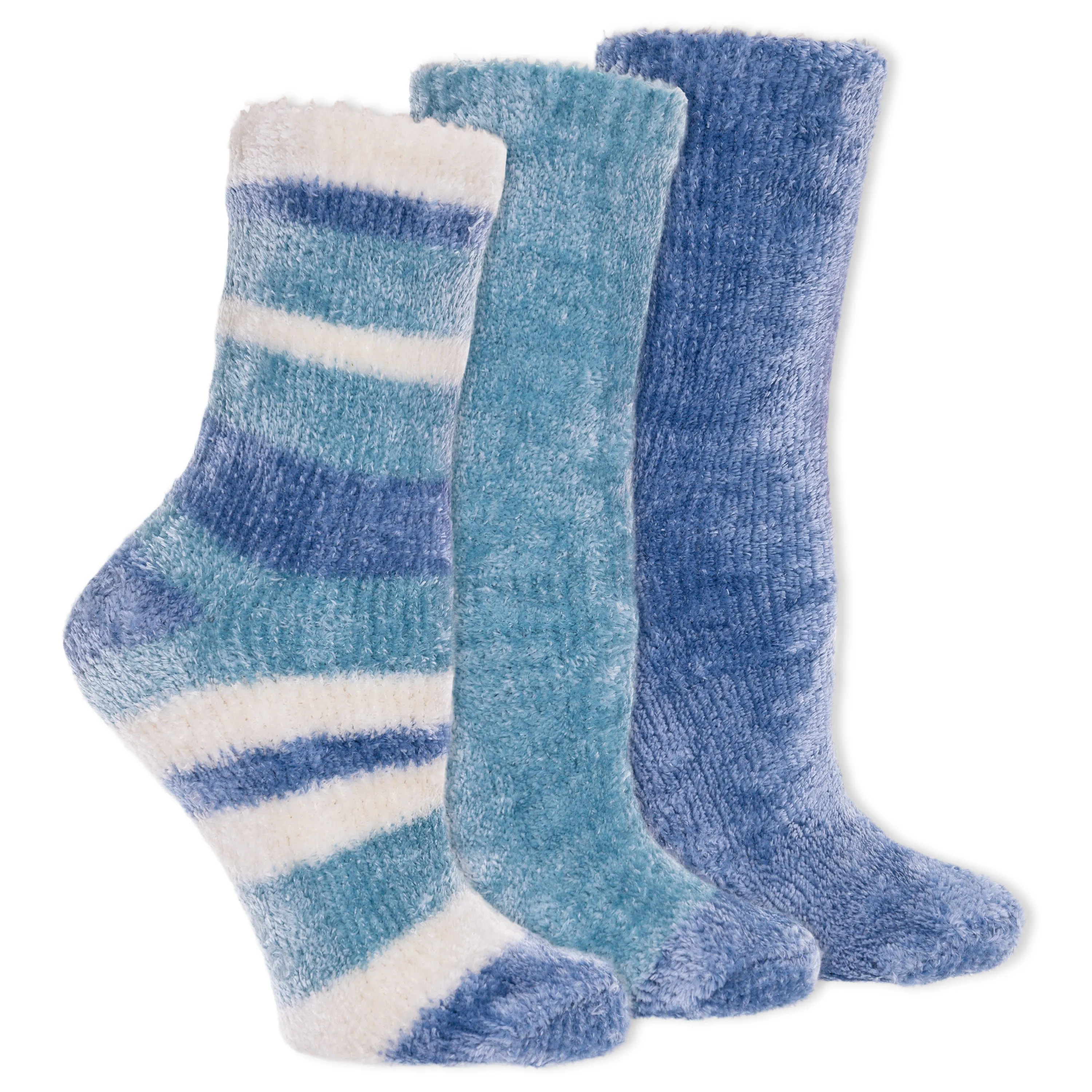 Dr. Scholl's Women's Soothing Spa Chenille Gripper Crew Socks 3 Pair Pack - Lavender & Vitamin E Infused, Cozy Comfort