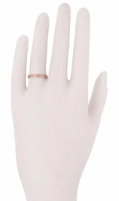 Edwardian Heirloom Engraved Floral Womens Wedding Band in 14K Rose Gold (Pink Gold)