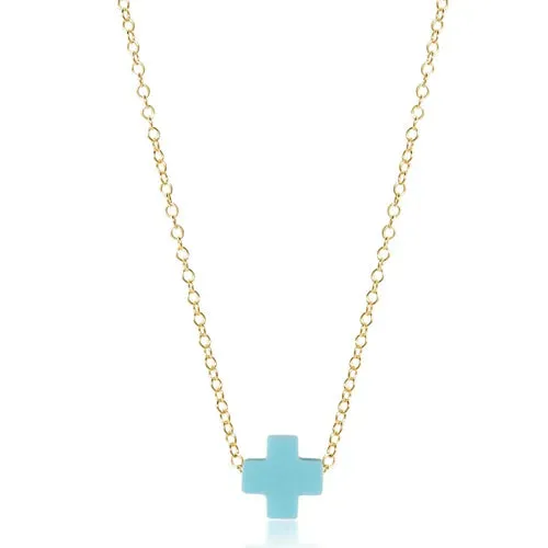 egirl 14" Necklace Gold - Signature Cross Gold Small Bright Pink