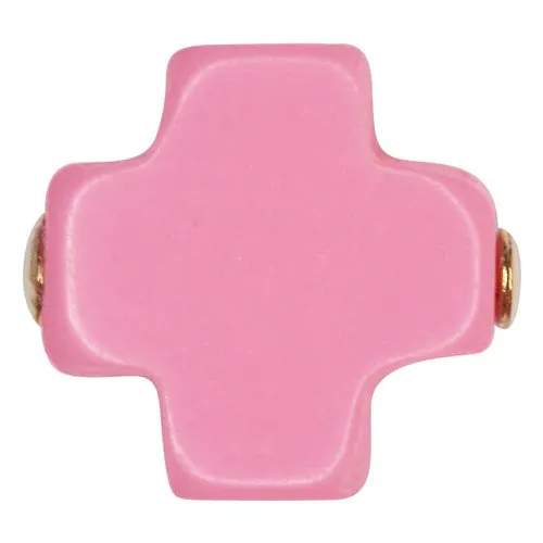 egirl 14" Necklace Gold - Signature Cross Gold Small Bright Pink
