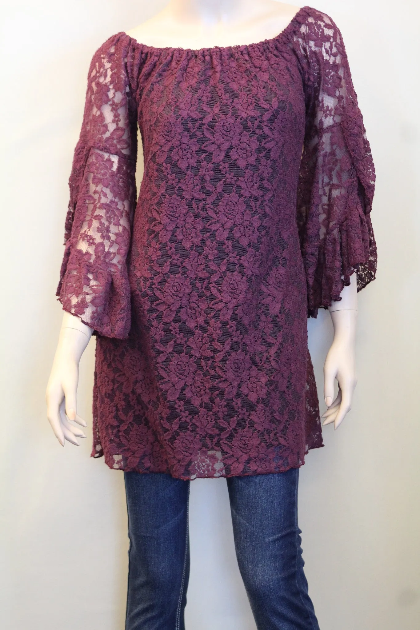 Elan | Floral Lace Tunic Plum