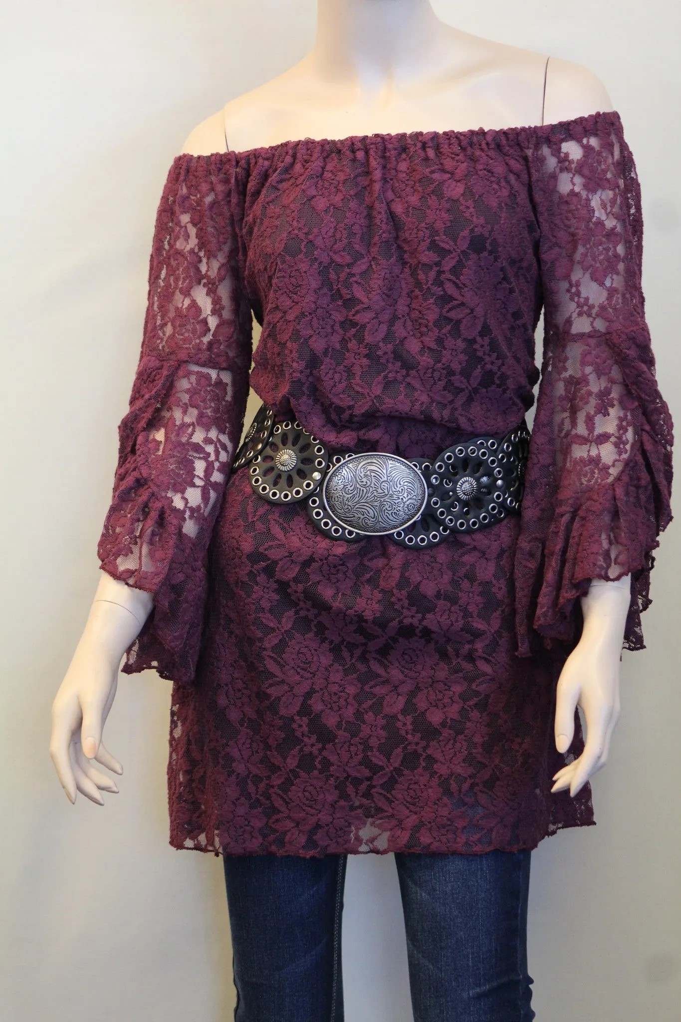 Elan | Floral Lace Tunic Plum