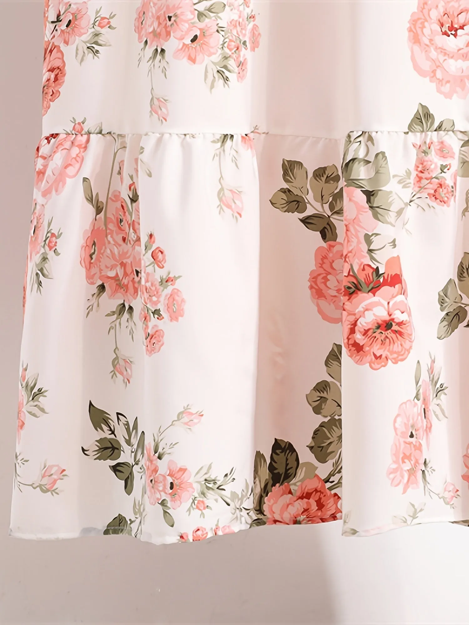 Elegant Floral High Waist Maxi Dress with Ruffled Neckline