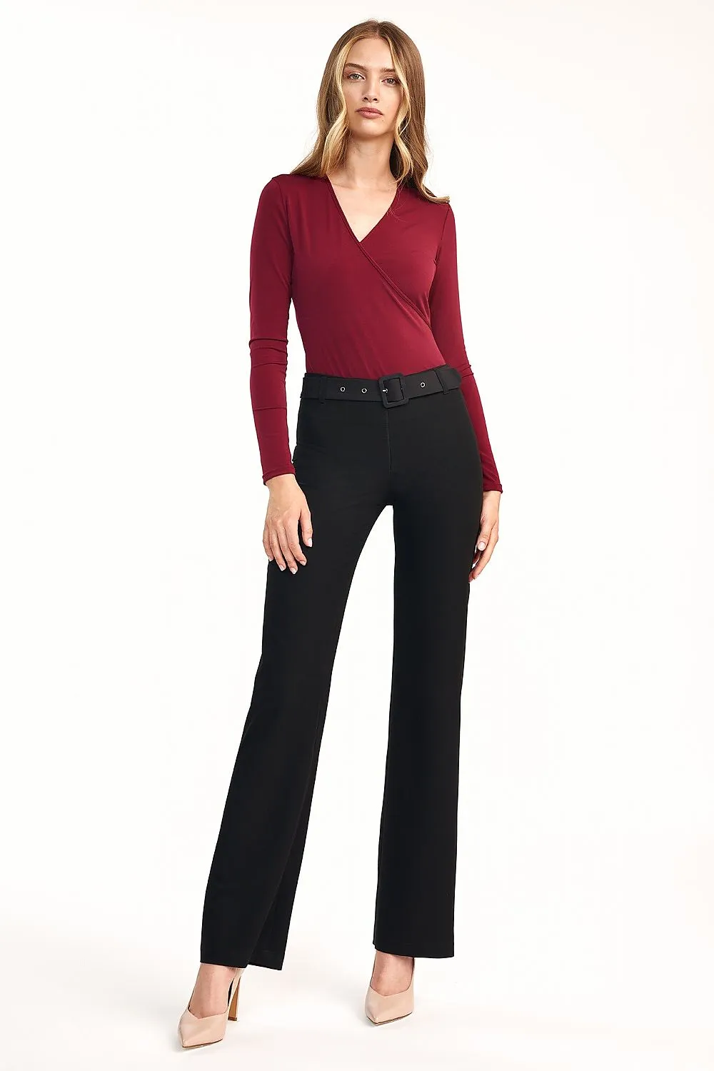 Elevated Waist Flared Trousers