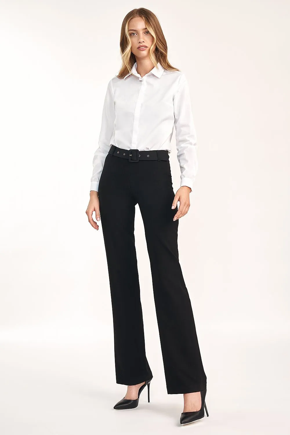 Elevated Waist Flared Trousers