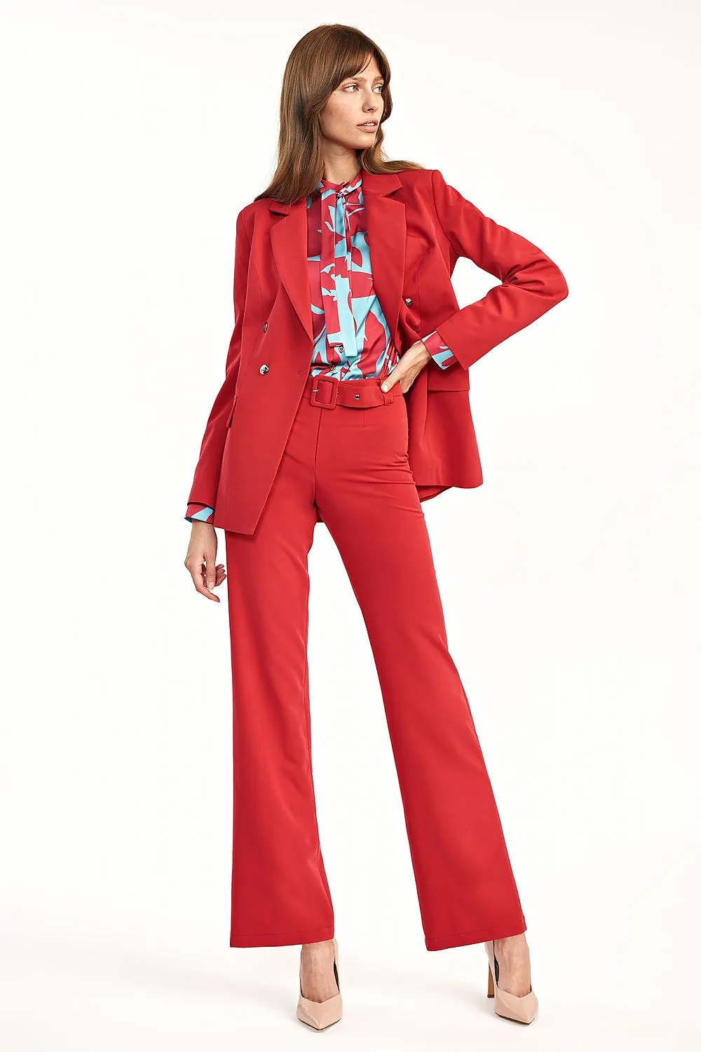 Elevated Waist Flared Trousers