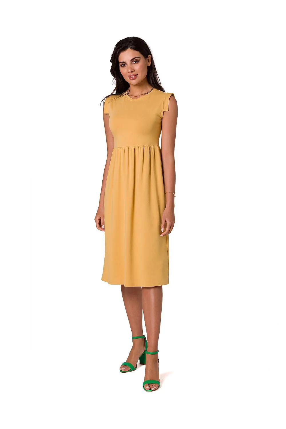 Elevated Waistline Sleeveless Midi Dress
