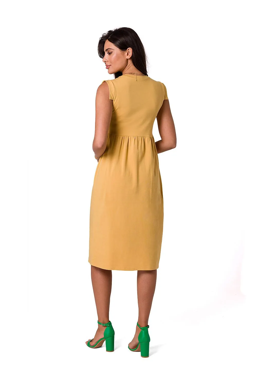 Elevated Waistline Sleeveless Midi Dress