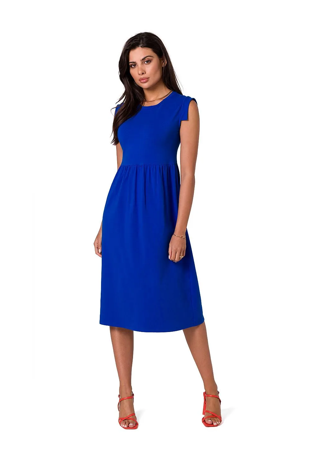 Elevated Waistline Sleeveless Midi Dress