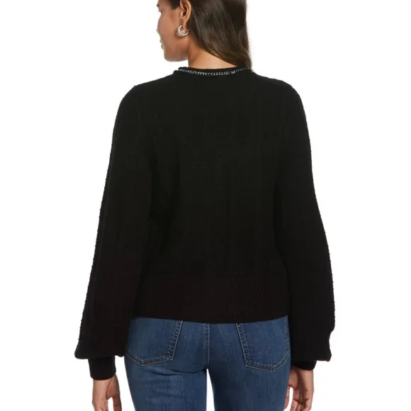 Ella by Rafaella Women's Petite Chain Trimmed Sweater