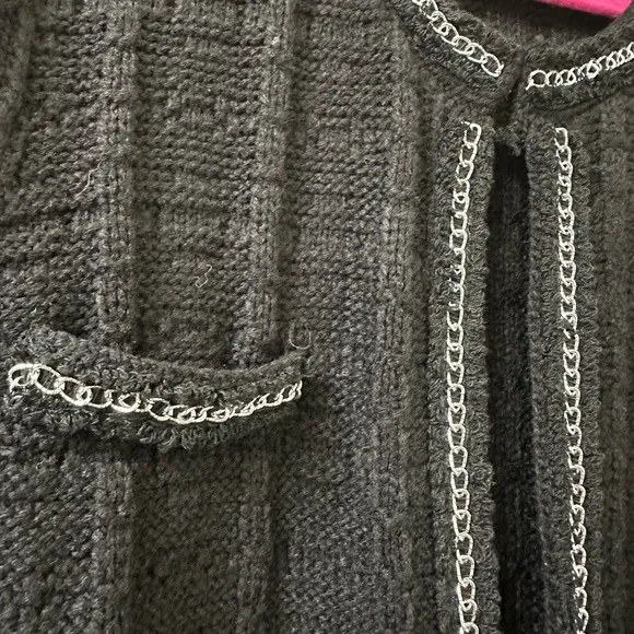 Ella by Rafaella Women's Petite Chain Trimmed Sweater