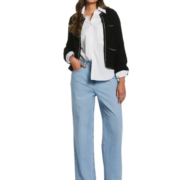 Ella by Rafaella Women's Petite Chain Trimmed Sweater