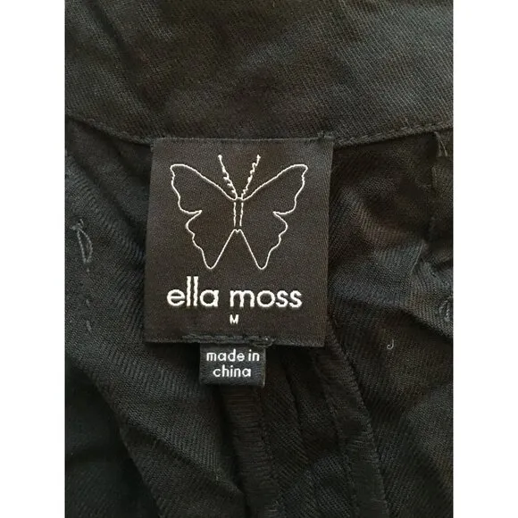 Ella Moss Womens Medium Beaded Sequin Open Front Cardigan Sweater Black Casual