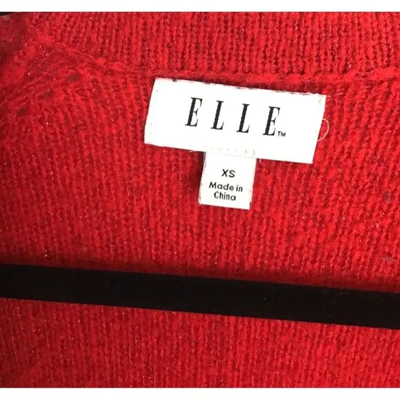 ELLE- WOMENS RED LONG SLEEVE OPEN FRONT CARDIGAN SWEATER SIZE X-SMALL