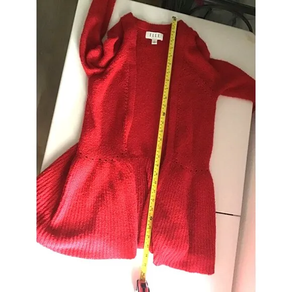 ELLE- WOMENS RED LONG SLEEVE OPEN FRONT CARDIGAN SWEATER SIZE X-SMALL