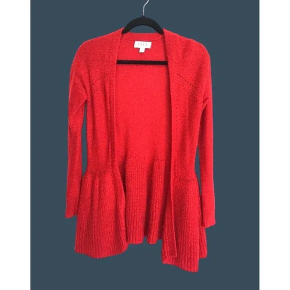 ELLE- WOMENS RED LONG SLEEVE OPEN FRONT CARDIGAN SWEATER SIZE X-SMALL