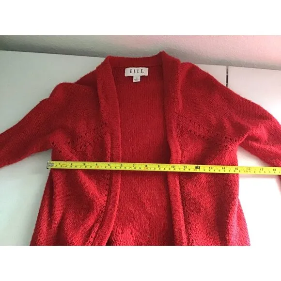 ELLE- WOMENS RED LONG SLEEVE OPEN FRONT CARDIGAN SWEATER SIZE X-SMALL