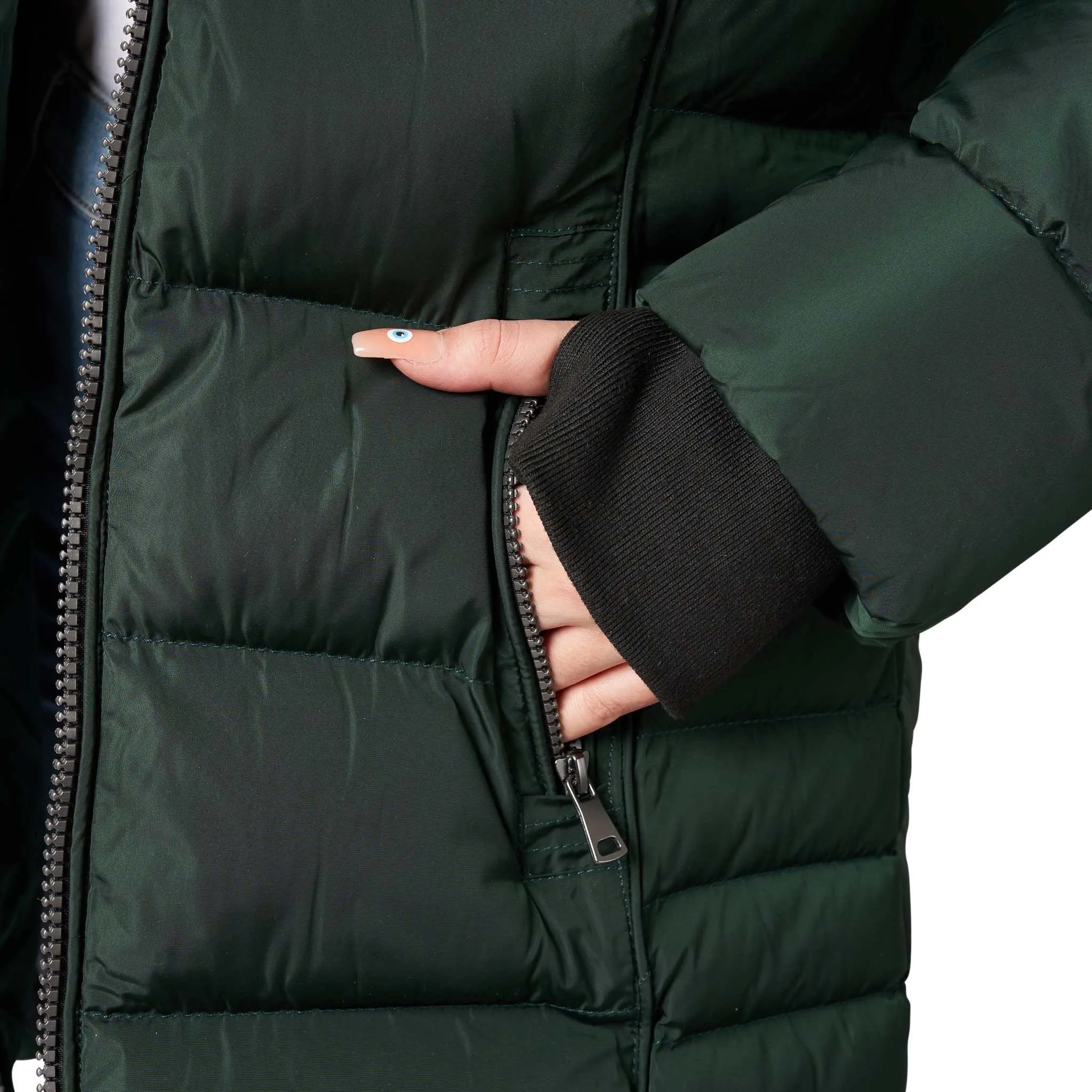 ELORA Parka Mid Length Womens Winter Coat Fur Trim Hood