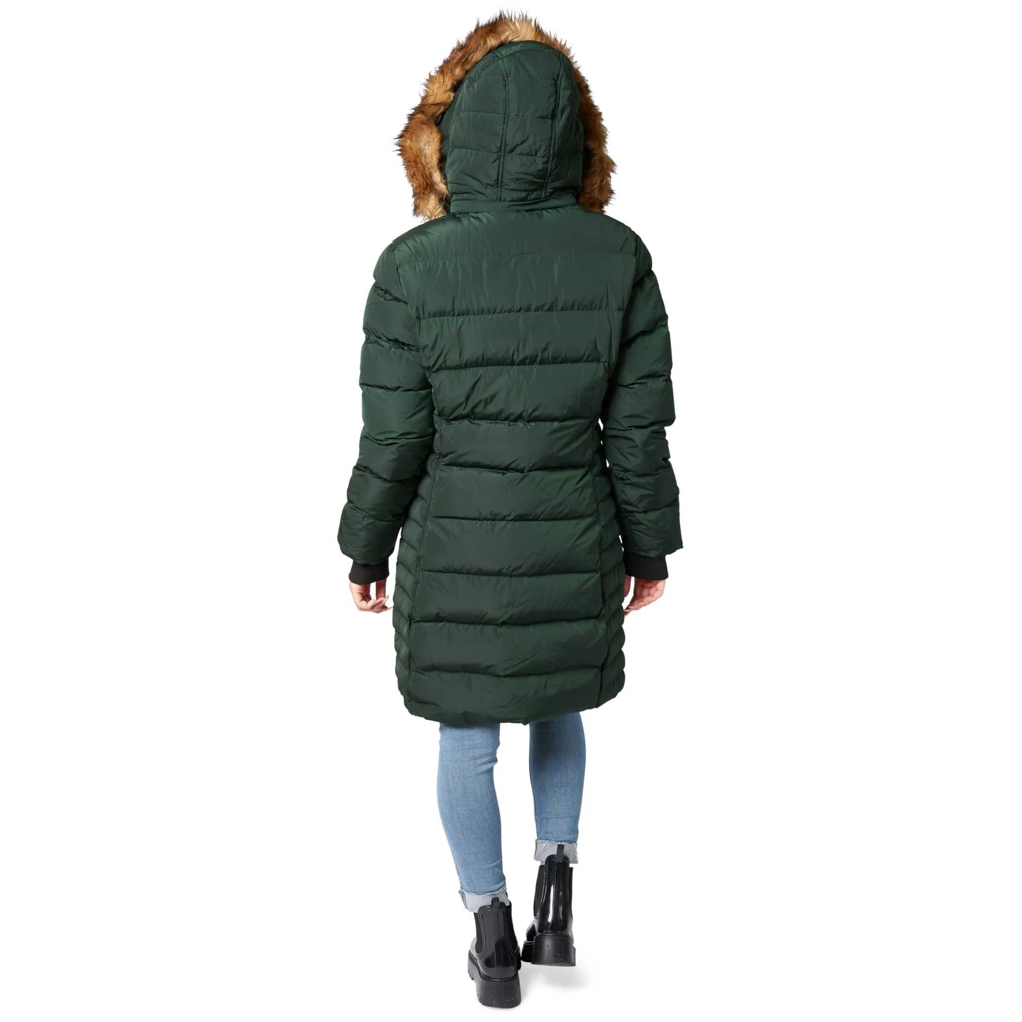 ELORA Parka Mid Length Womens Winter Coat Fur Trim Hood