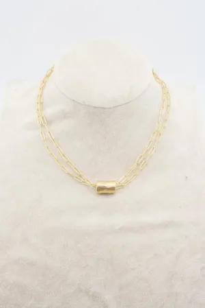 ERIN GRAY Barrel on Double Gold Paperclip Necklace