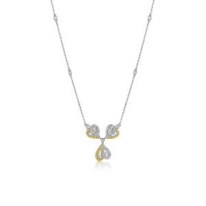 Estate Gregg Ruth 18kt Gold Yellow Diamond 3 Heart Necklace