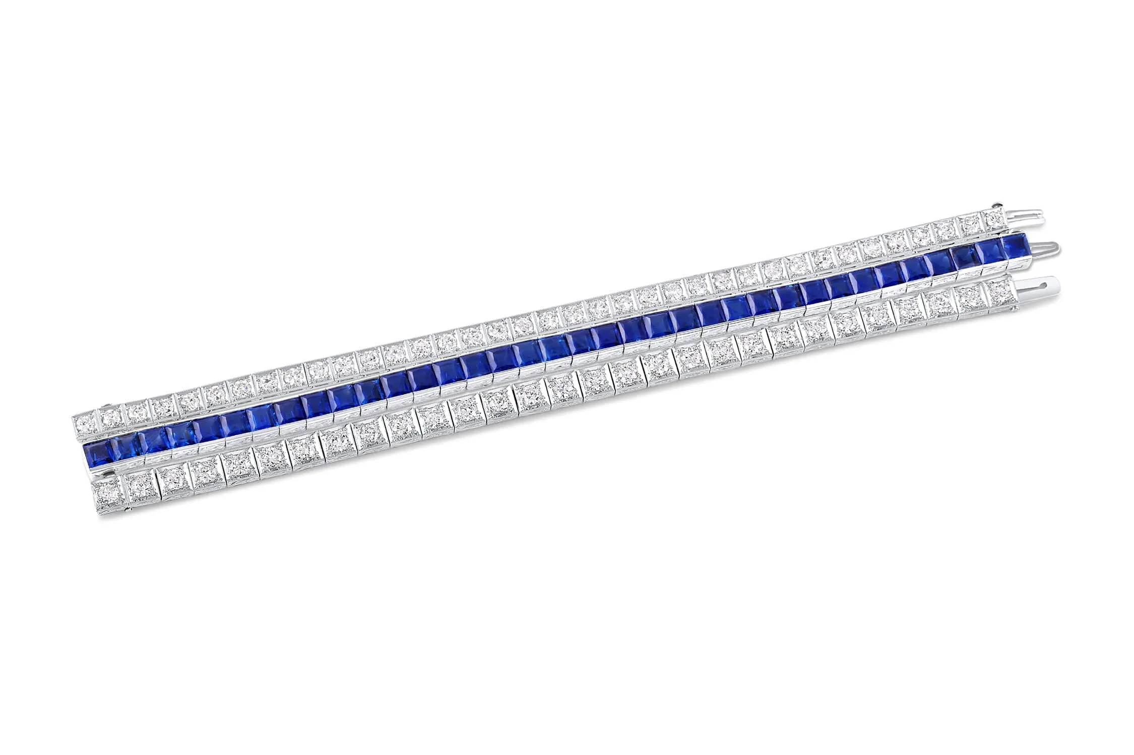 Estate Platinum & Diamond Block Bracelet