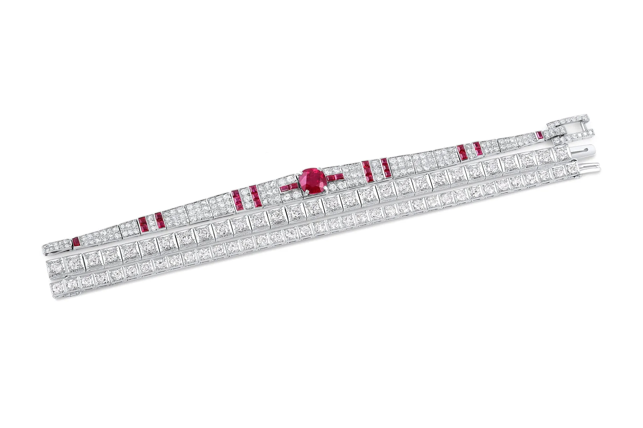 Estate Platinum & Diamond Block Bracelet