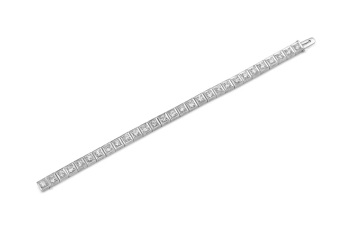 Estate Platinum & Diamond Block Bracelet
