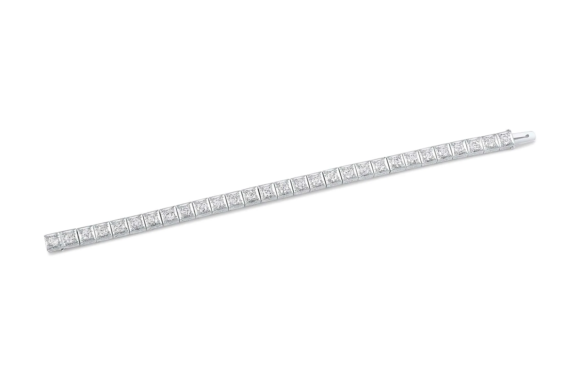 Estate Platinum & Diamond Block Bracelet