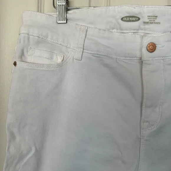 EUC, Old Navy Rockstar Women's Super Skinny High-Rise Bright White Jeans Size 16
