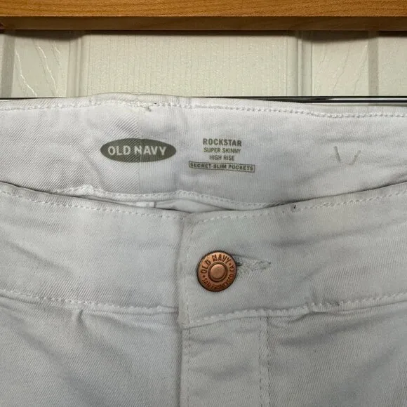 EUC, Old Navy Rockstar Women's Super Skinny High-Rise Bright White Jeans Size 16