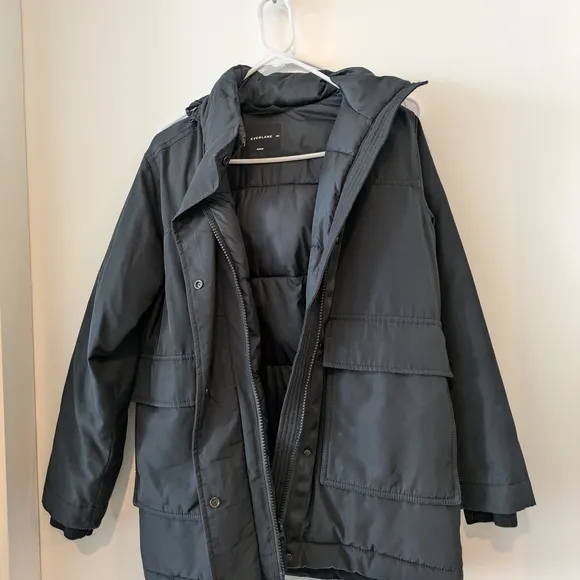 everlane black women's oversized puffer xxs