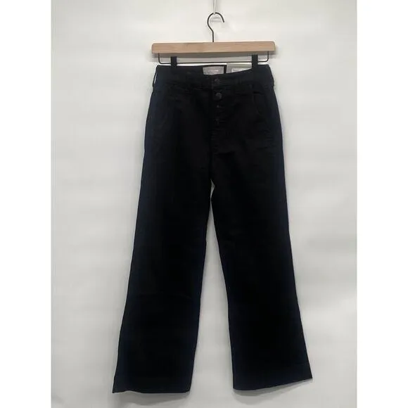 Everlane Women’s Black The Wide Leg Jeans Button Fly High Rise Denim Sz 25