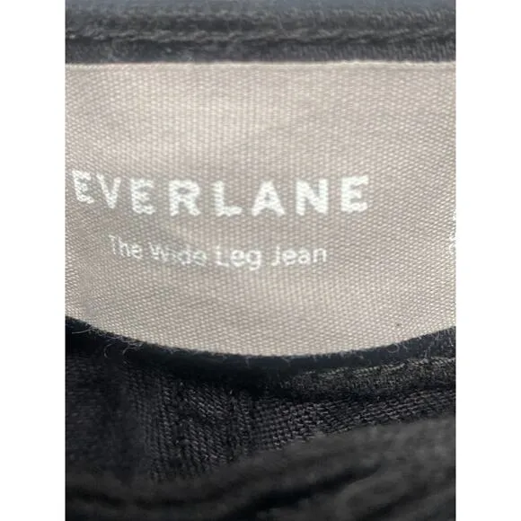 Everlane Women’s Black The Wide Leg Jeans Button Fly High Rise Denim Sz 25