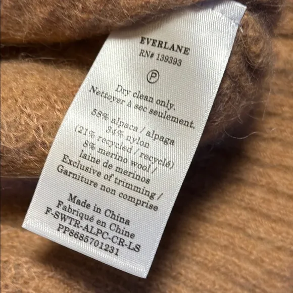 EVERLANE Women's Crewneck Oversized Pullover Sweater Alpaca Wool Blend Size S