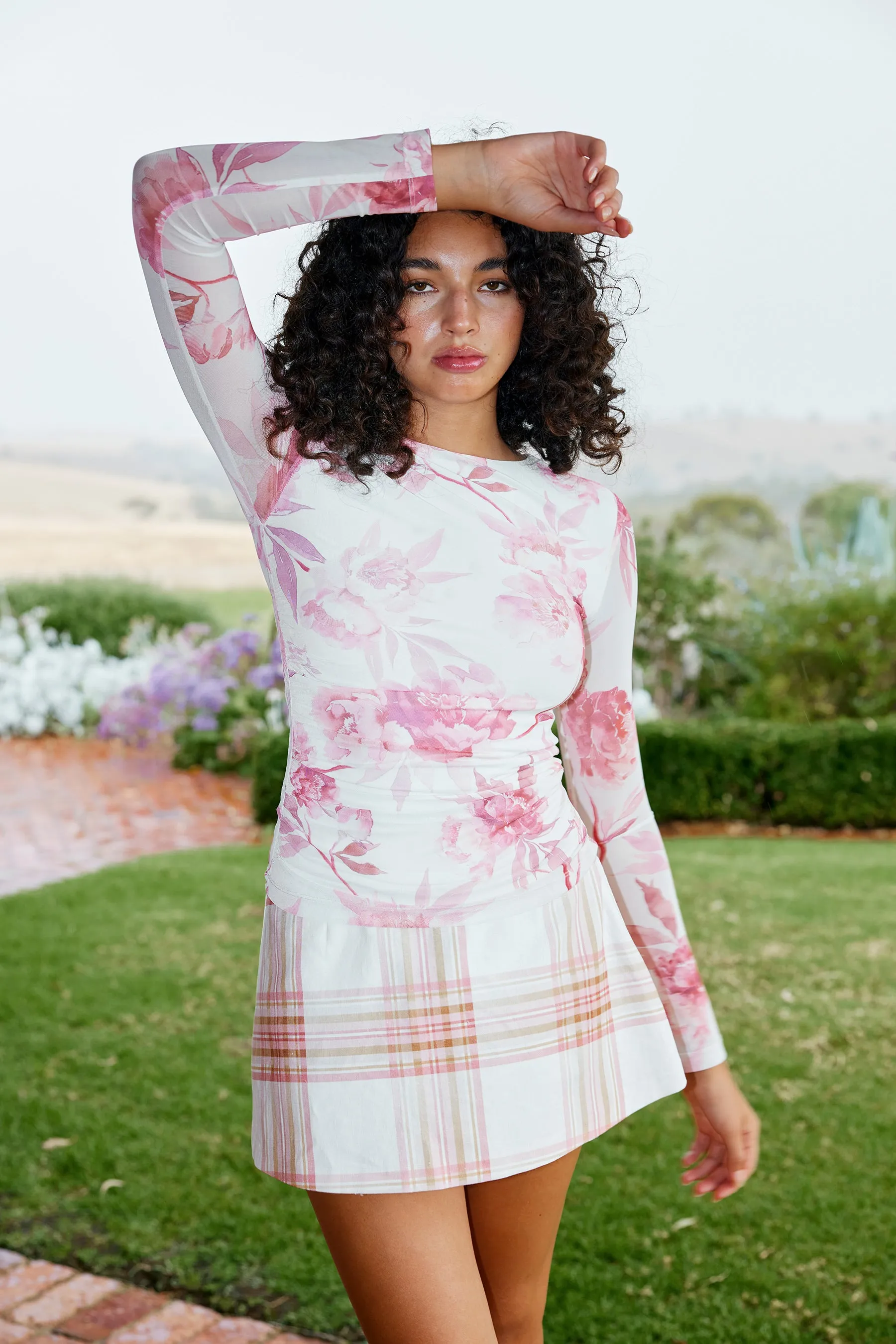 EZLI MESH TOP IN PEONY/ANTIQUE