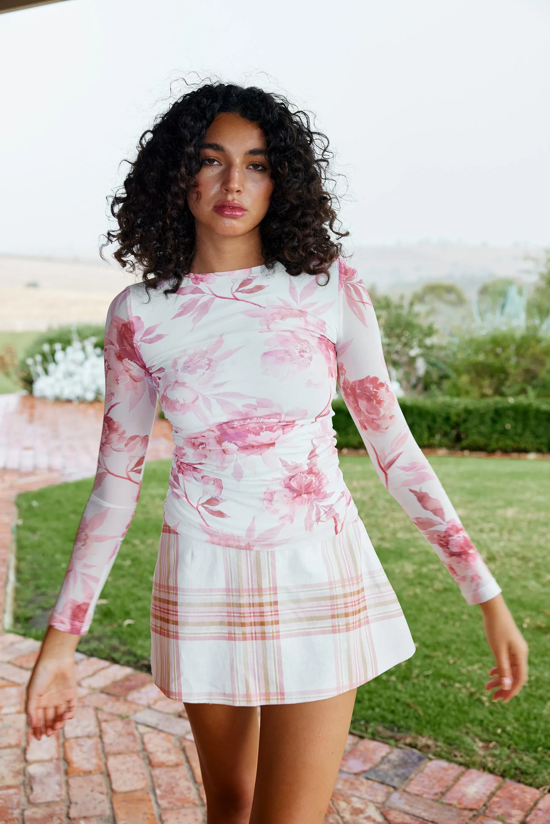 EZLI MESH TOP IN PEONY/ANTIQUE