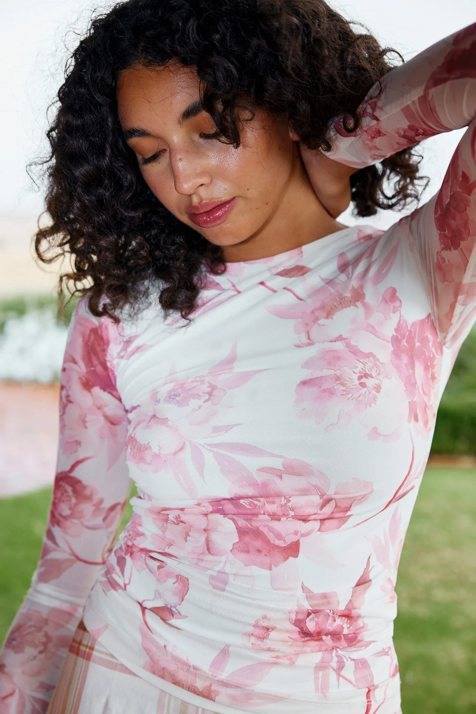EZLI MESH TOP IN PEONY/ANTIQUE