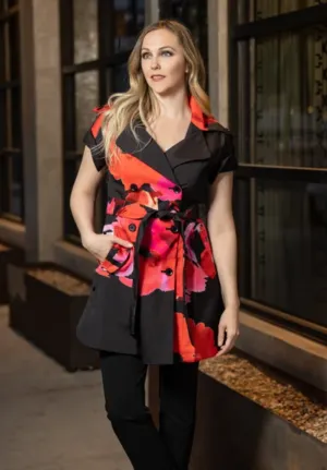 F23049 - Trench Jacket/Dress w/ Cap Sleeve